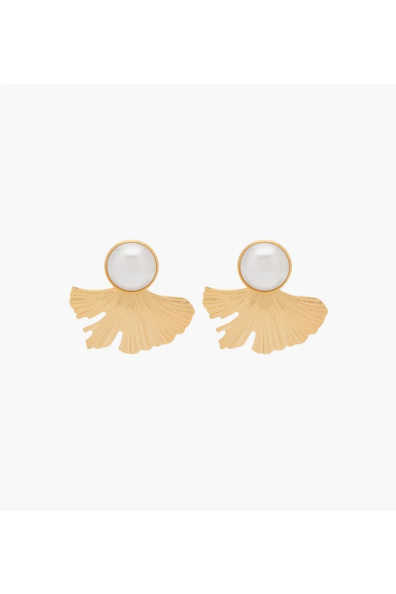 لايف ستايل Metallic Embellished Stud Earrings with Pushback Closure